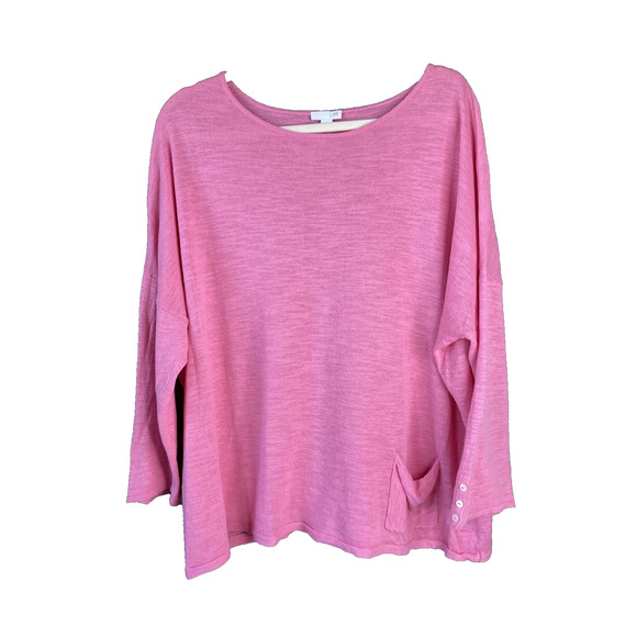 J Jill Shirt Womens Sz XL Pink Linen Cotton Casual Office Career Coastal Blouse - Picture 1 of 9
